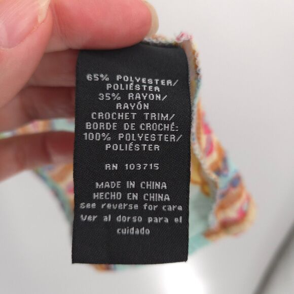 Zac and Rachel paisly print crochet tunic top Size 2X mint green 3/4 sleeve Boho - Picture 5 of 7